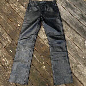 Vintage Gap Mens 100% Leather Boot Fit Pants Size 32 x 34 Black